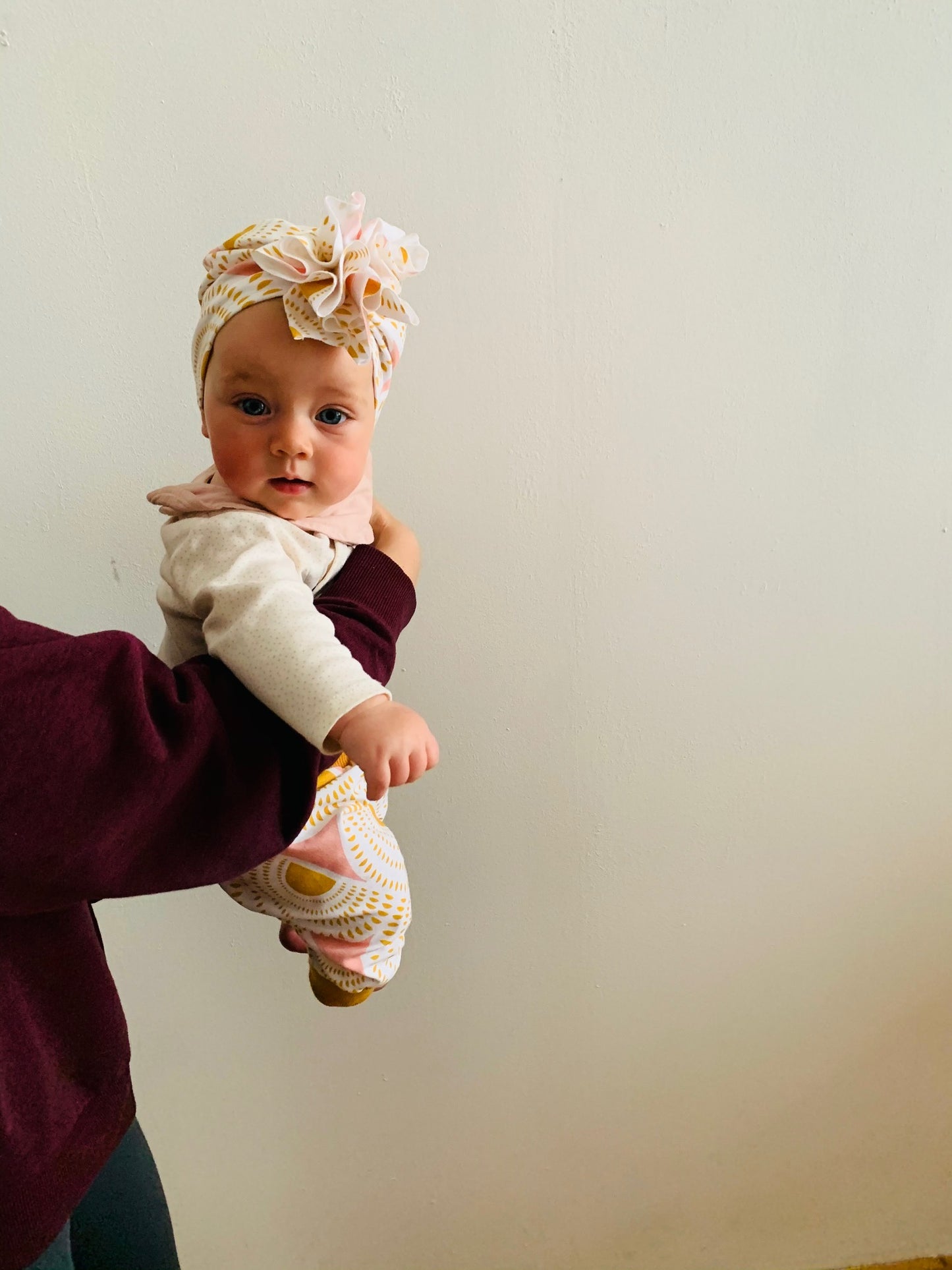 Babyturban Tragefoto Rosa Gelb