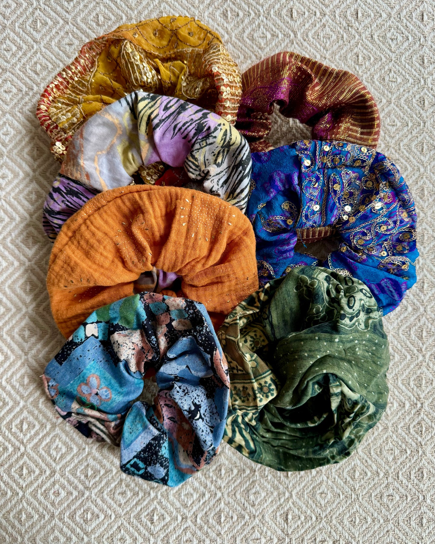 Upcycled Scrunchies Patterned  