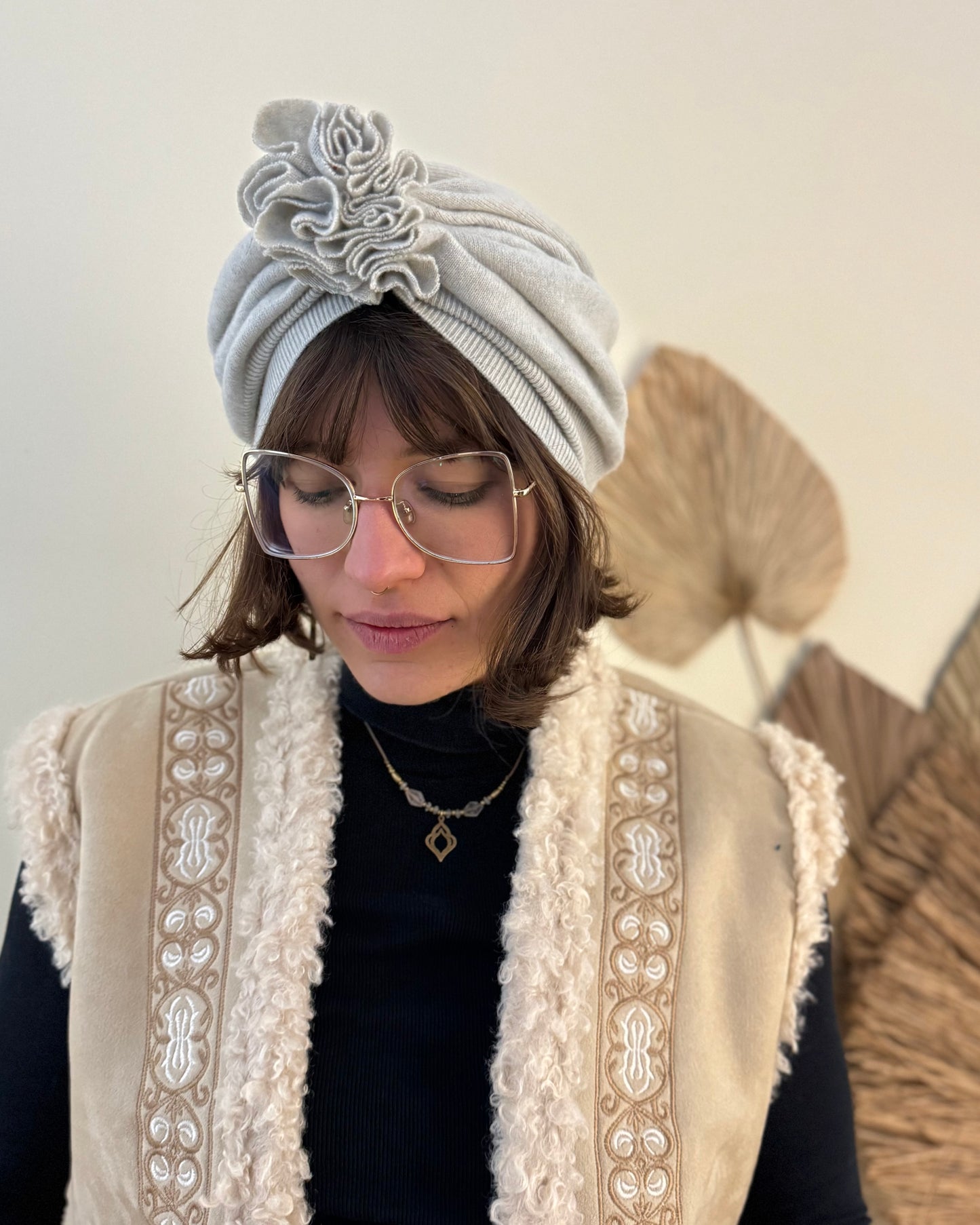 NEU: Upcycling Turbane Boho Creme